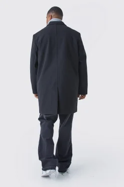 boohooMAN Plus Single Breasted Wool Look Overcoat In | UK| Coats & Jackets