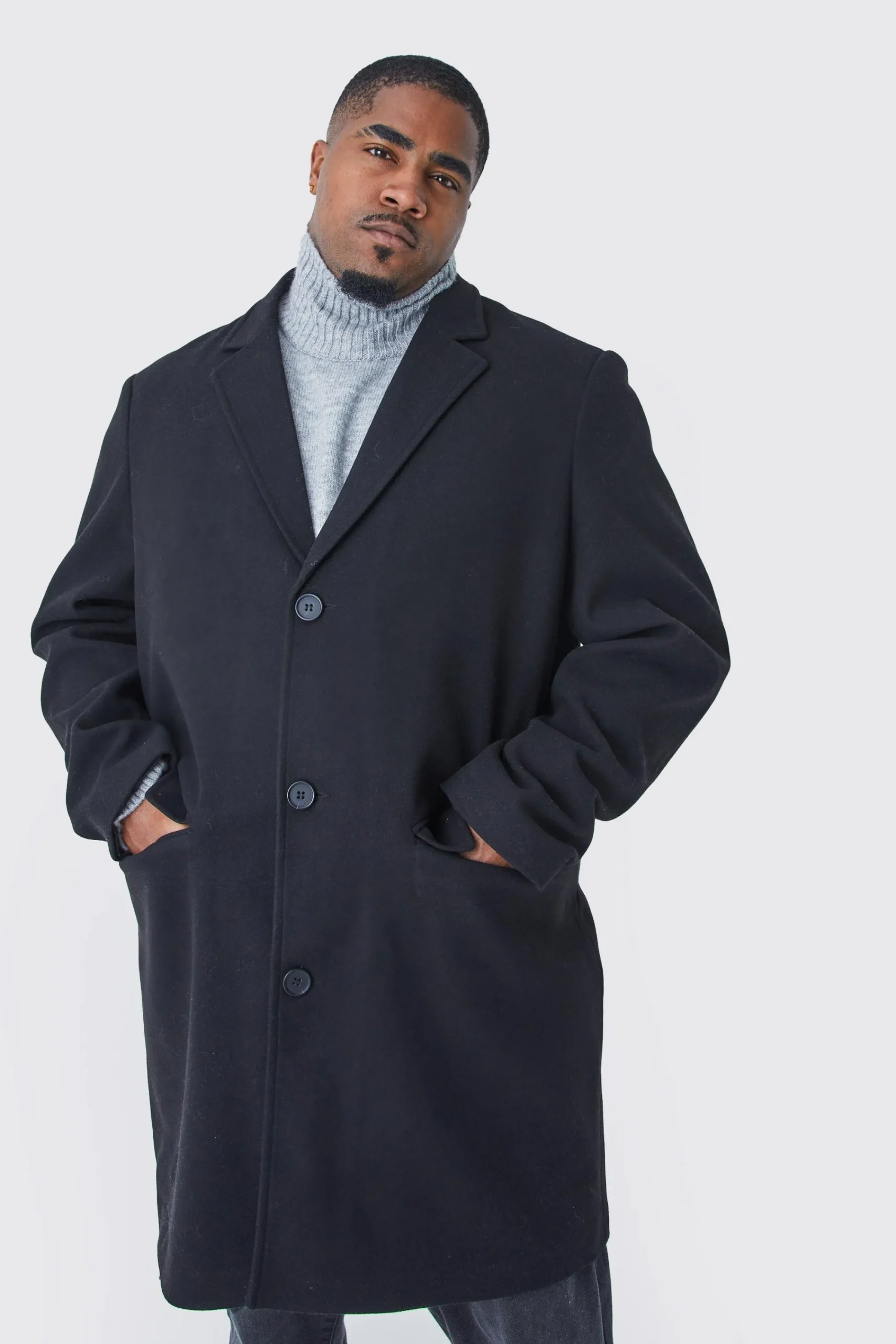 boohooMAN Plus Single Breasted Wool Look Overcoat In | UK| Coats & Jackets