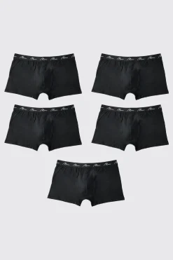 boohooMAN Plus Size 5 Pack Man Script Boxers | UK| Underwear & Socks|Underwear & Socks