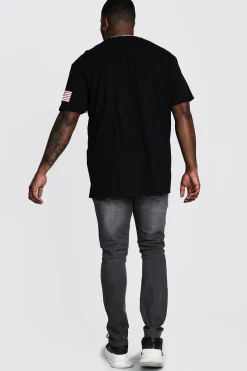 Plus Size NASA Sleeve Print License T-Shirt | UK^boohooMAN Clearance