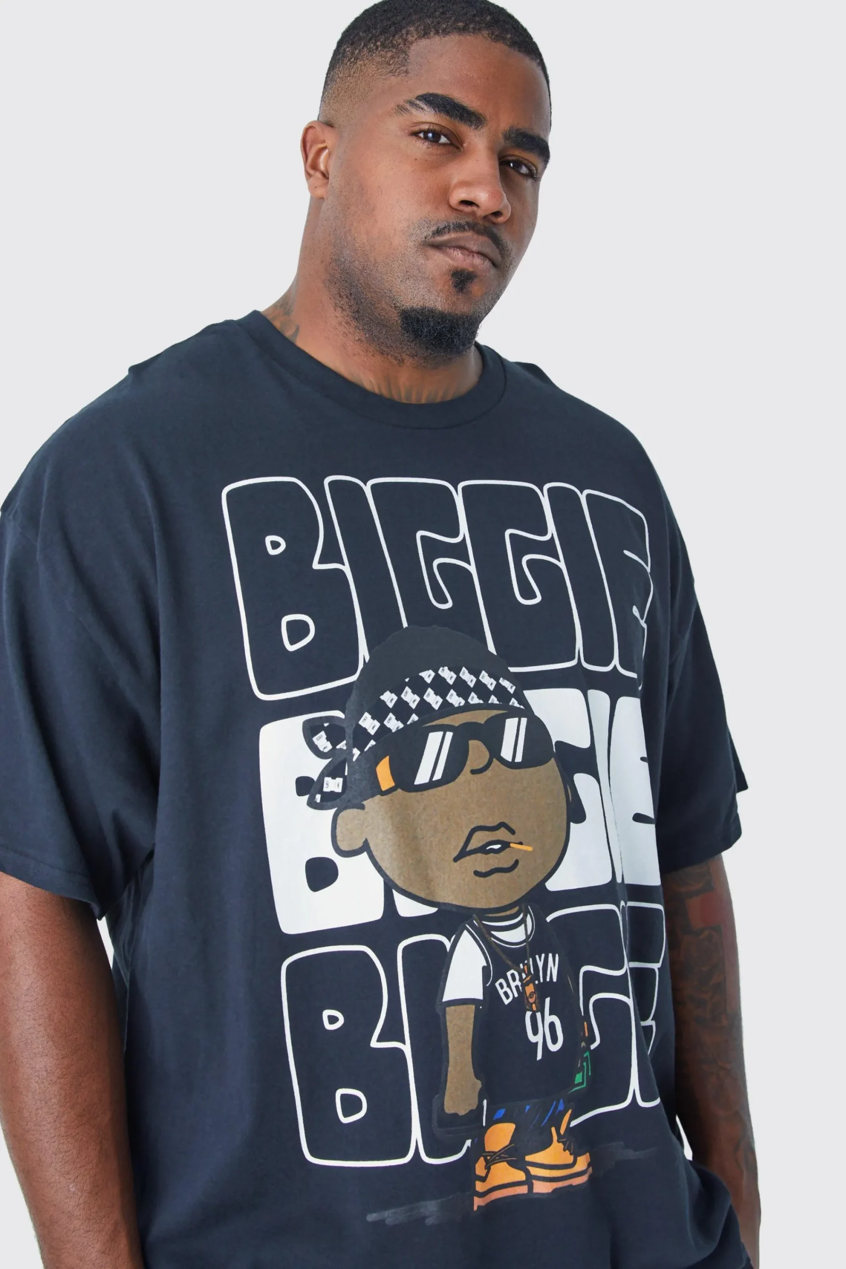 Plus Size Notorious Big Chest Print License T-shirt | UK^boohooMAN