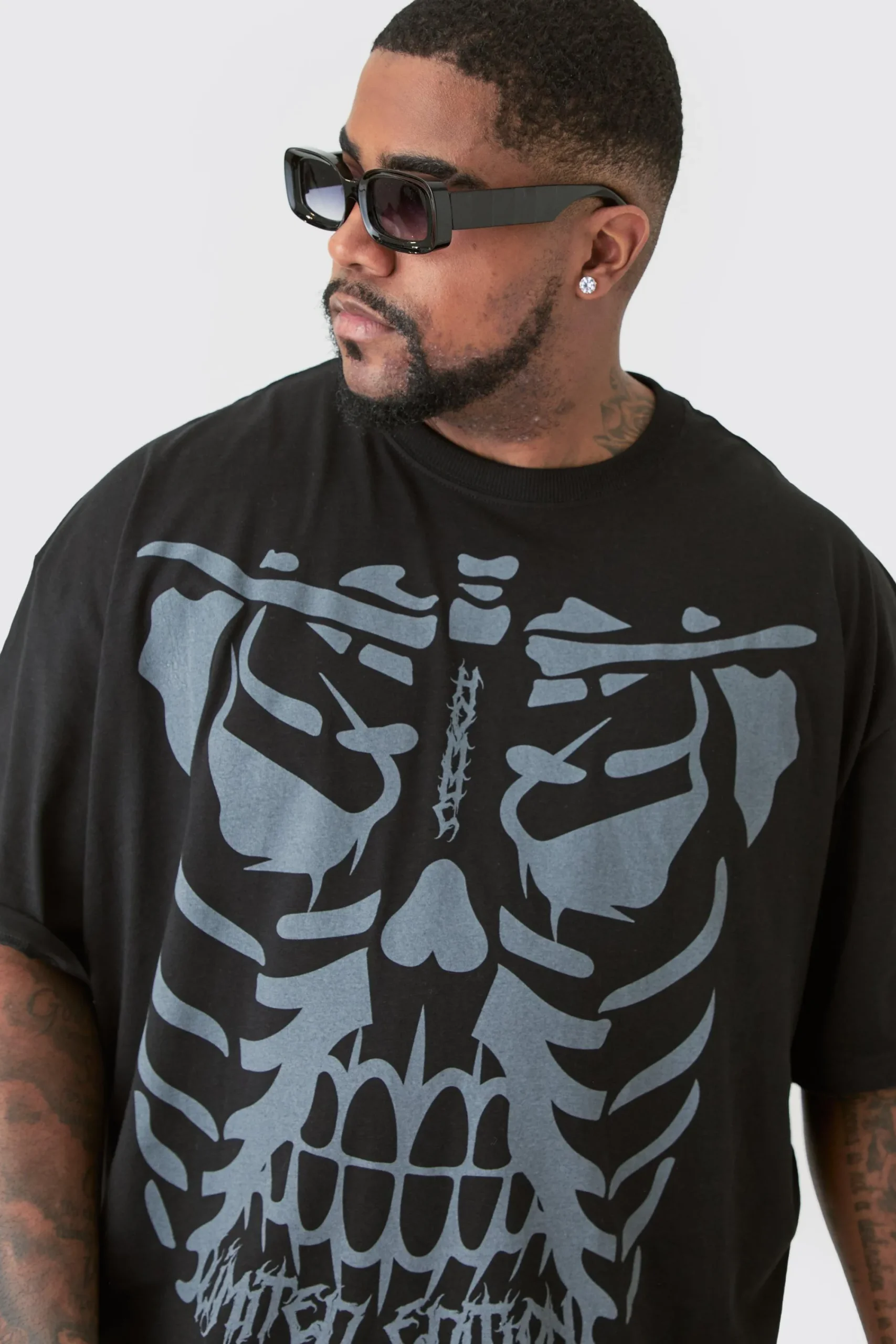 Plus Skeleton Graphic T-shirt In | UK^boohooMAN Clearance