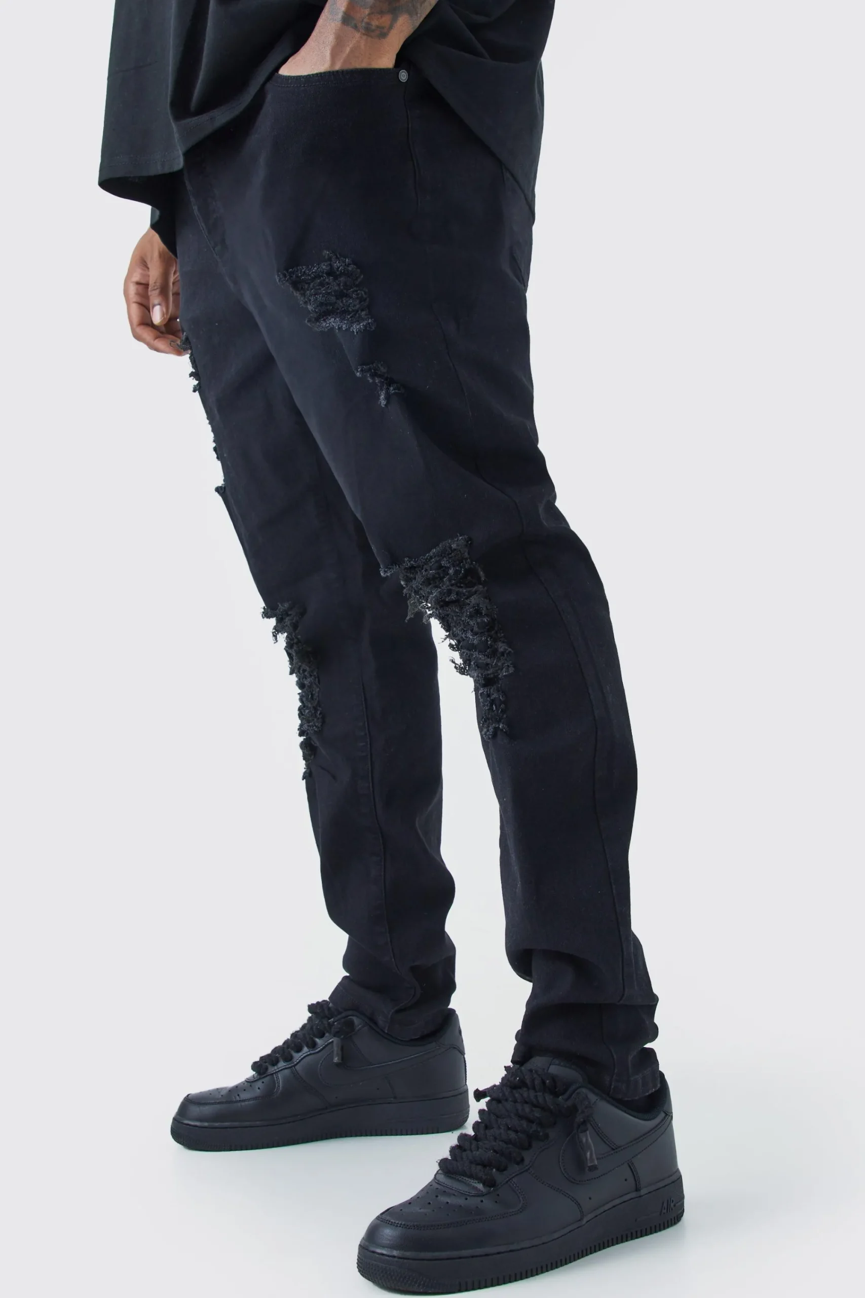boohooMAN Plus Skinny Jeans With All Over Rips | UK| Trousers|Jeans