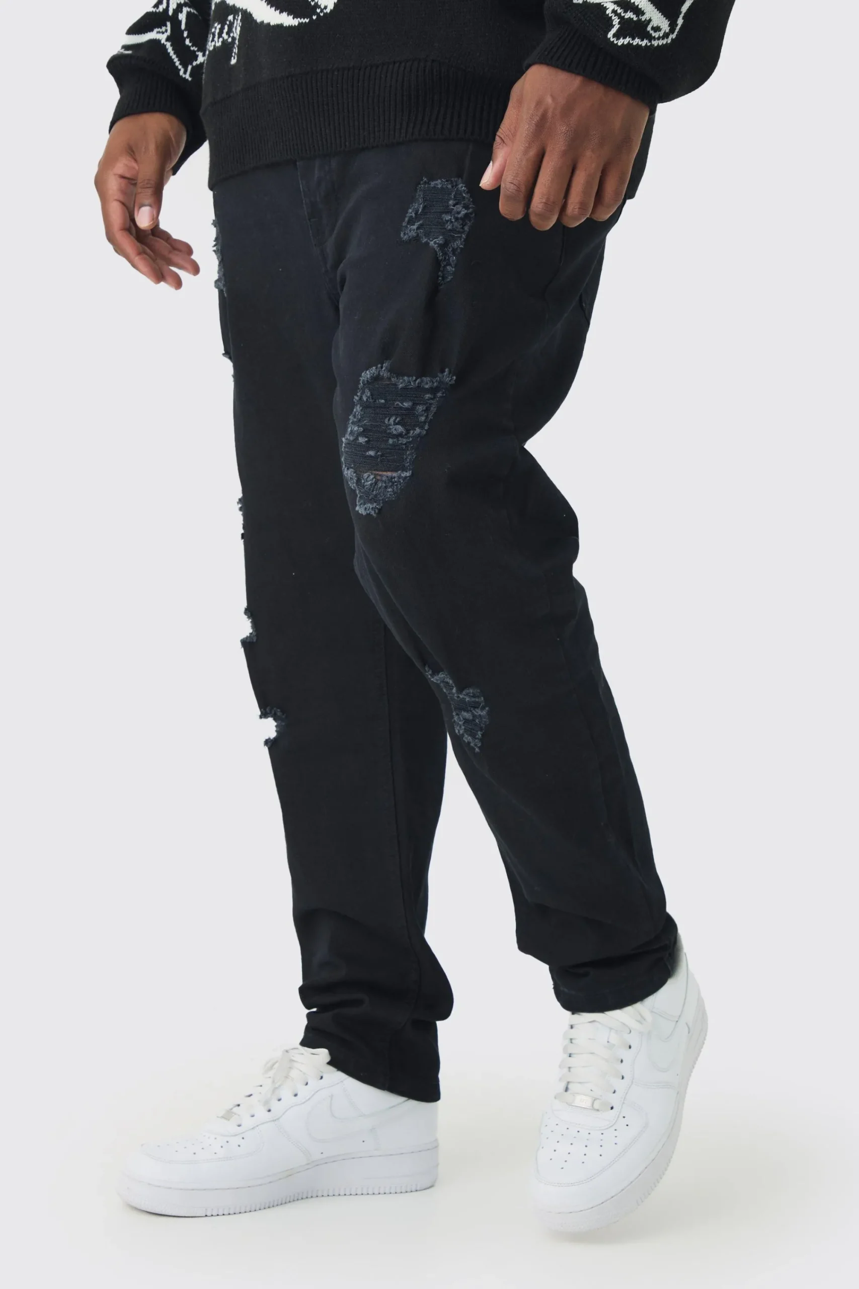 boohooMAN Plus Skinny Jeans With All Over Rips | UK| Trousers|Jeans