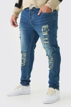 boohooMAN Plus Skinny Jeans With All Over Rips | UK| Jeans