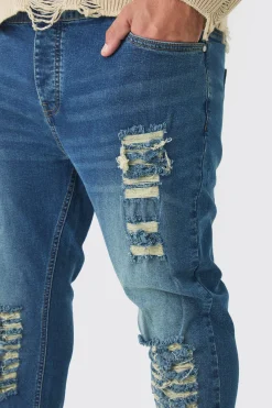 boohooMAN Plus Skinny Jeans With All Over Rips | UK| Jeans