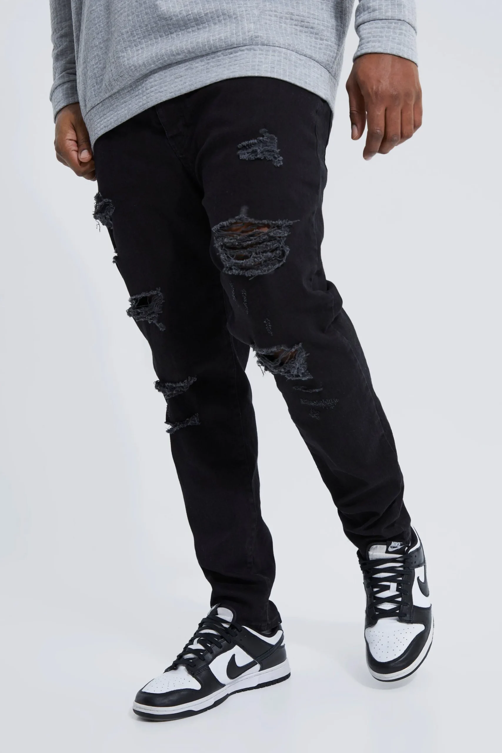 boohooMAN Plus Skinny Stretch All Over Rip Jeans | UK| Trousers|Jeans