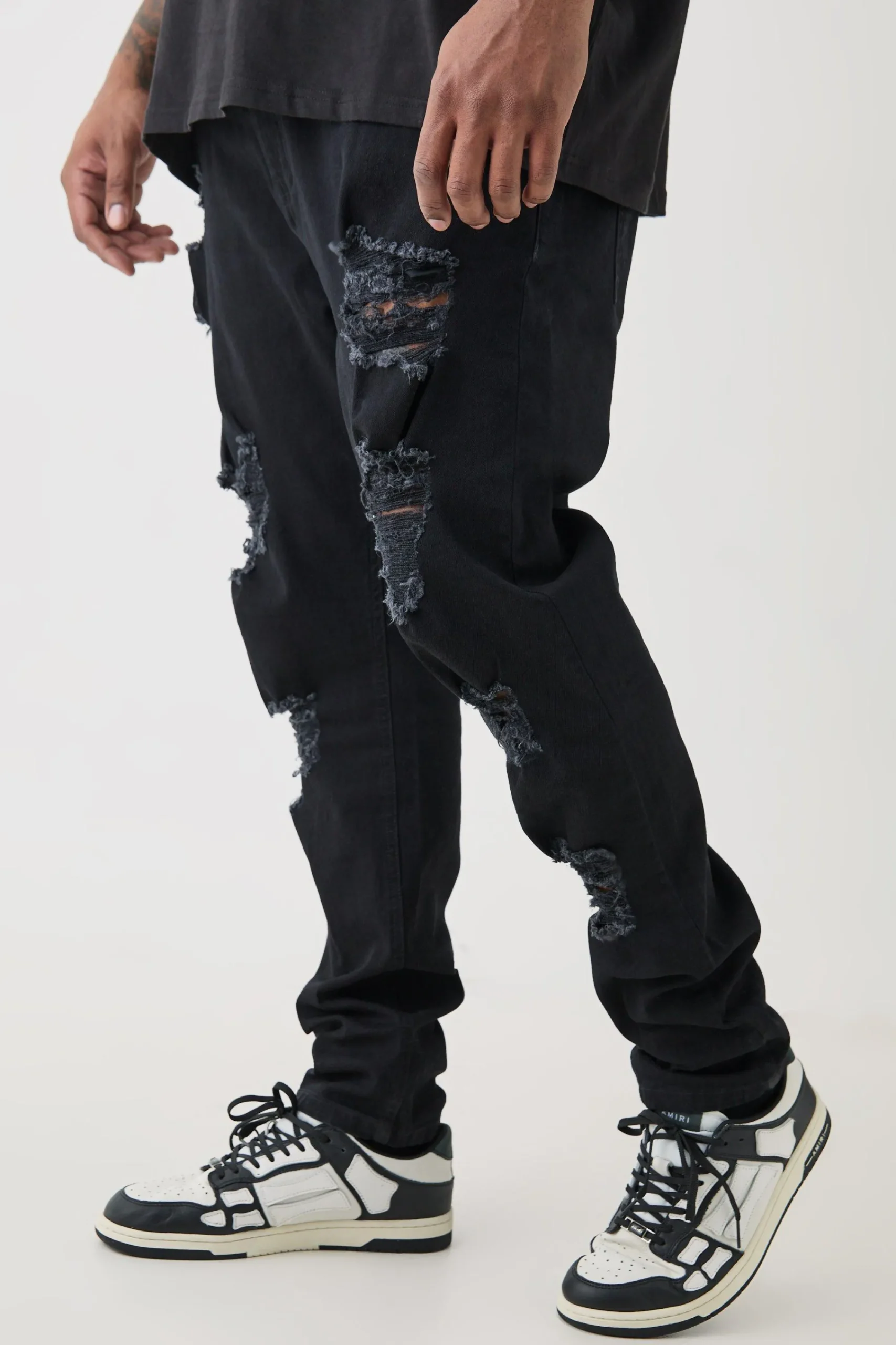 boohooMAN Plus Skinny Stretch All Over Rip Jeans | UK| Trousers|Jeans