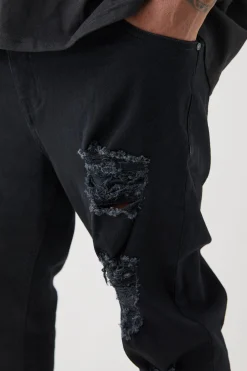 boohooMAN Plus Skinny Stretch All Over Rip Jeans | UK| Trousers|Jeans
