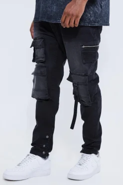 boohooMAN Plus Skinny Stretch Multi Pocket Cargo Jeans | UK| Trousers|Cargos