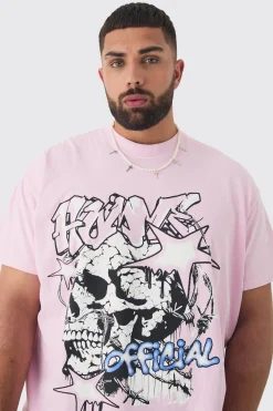 Plus Skull Homme Printed T-shirt In Light | UK^boohooMAN Clearance
