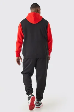 boohooMAN Plus Slim Fit Colour Block Half Zip Tracksuit | UK| Tracksuits|Hoodies & Sweatshirts