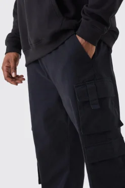 boohooMAN Plus Slim Fit Cuffed Multi Cargo Pocket Trousers | UK| Trousers|Cargos