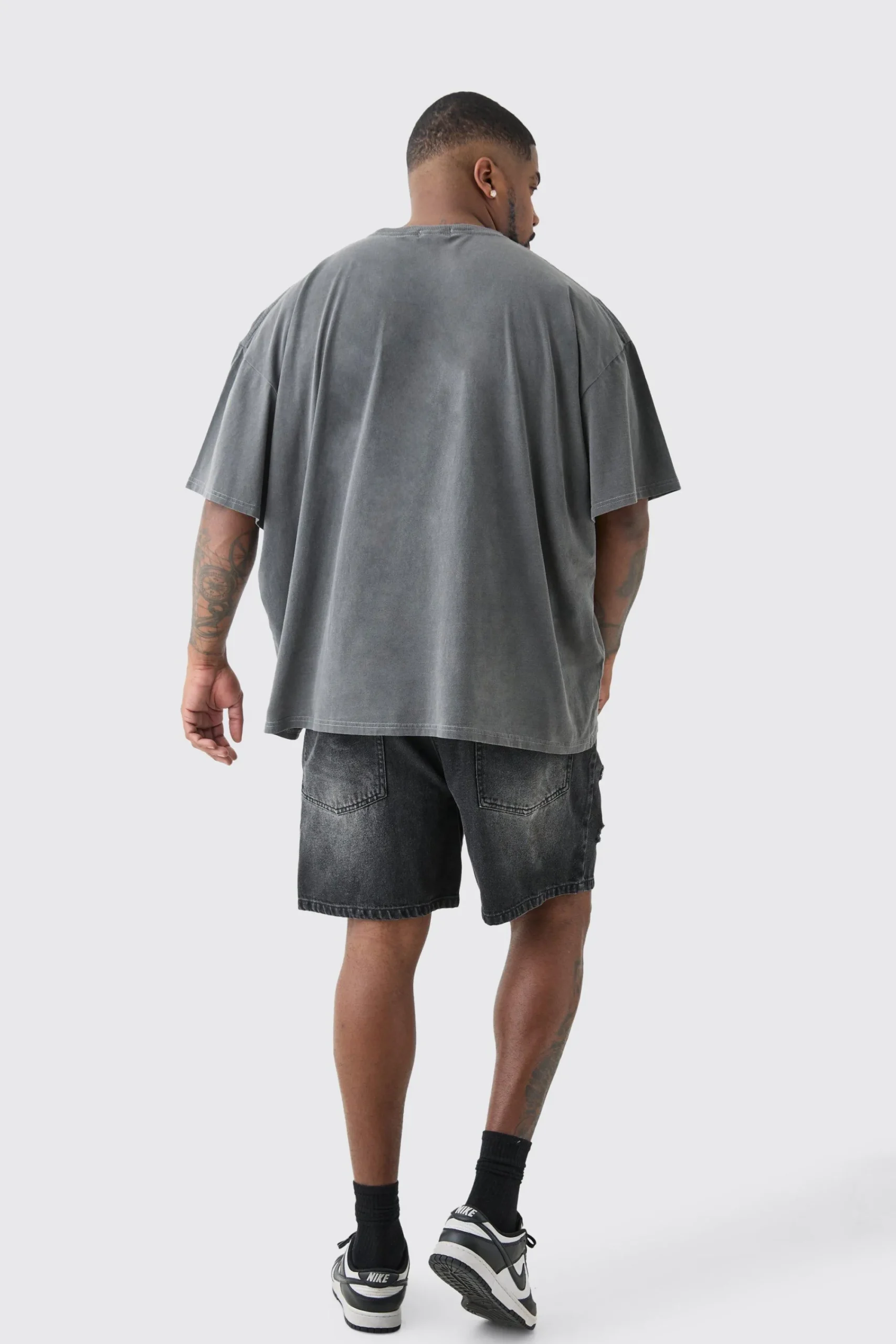 boohooMAN Plus Slim Fit Distressed Denim Shorts In | UK| Shorts