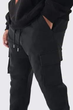 boohooMAN Plus Slim Fit Elasticated Waist Cuffed Cargo Trousers | UK| Trousers|Cargos