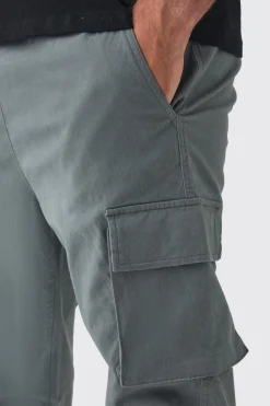 boohooMAN Plus Slim Fit Elasticated Waist Cuffed Cargo Trousers | UK| Trousers|Cargos