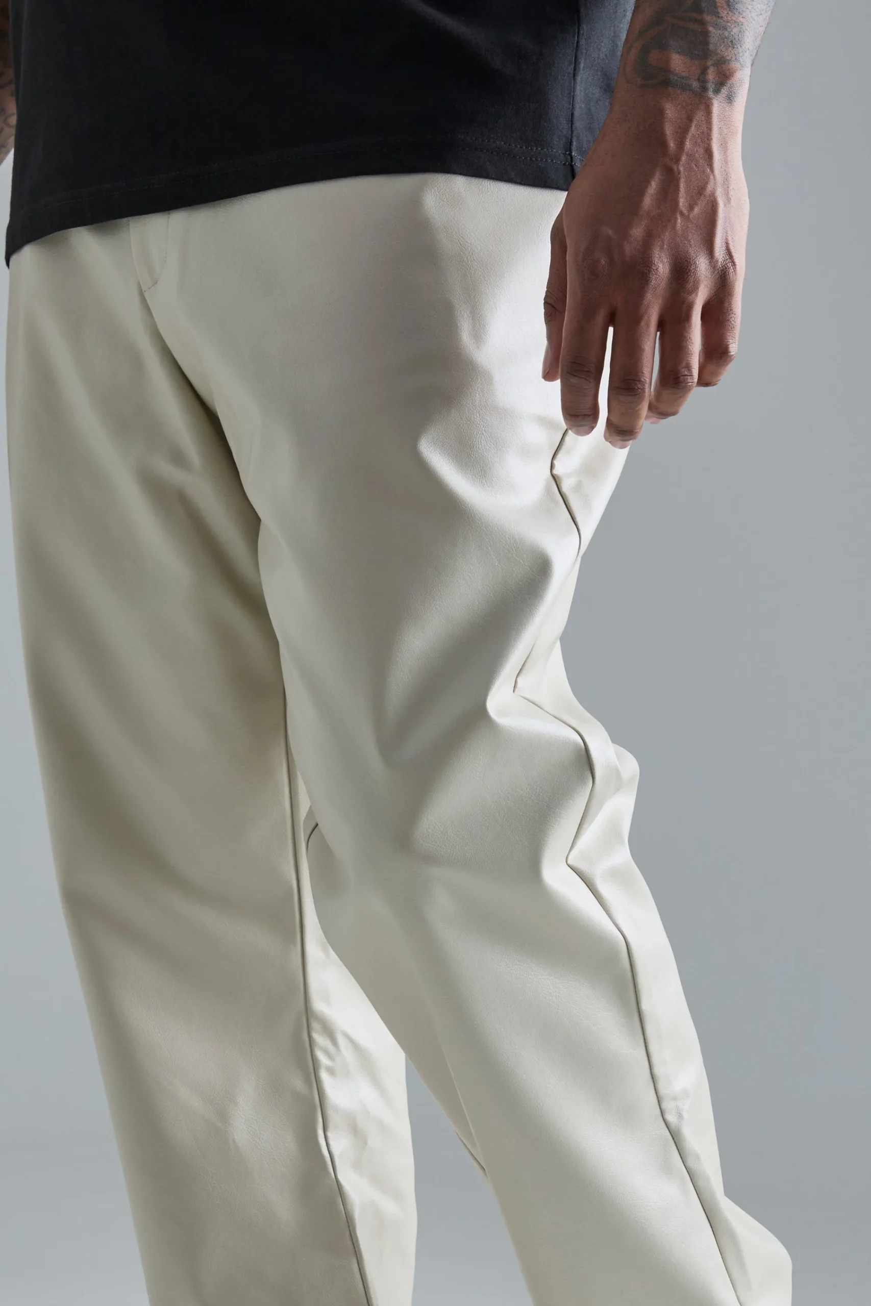 boohooMAN Plus Slim Flare PU Tailored Trouser | UK| Suits & Tailoring
