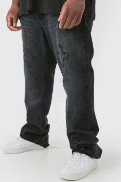 boohooMAN Plus Slim Rigid Flare Cross Applique Jean | UK| Trousers|Jeans