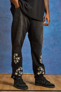 boohooMAN Plus Slim Rigid Pu Star Applique Gusset Jeans | UK| Trousers|Jeans