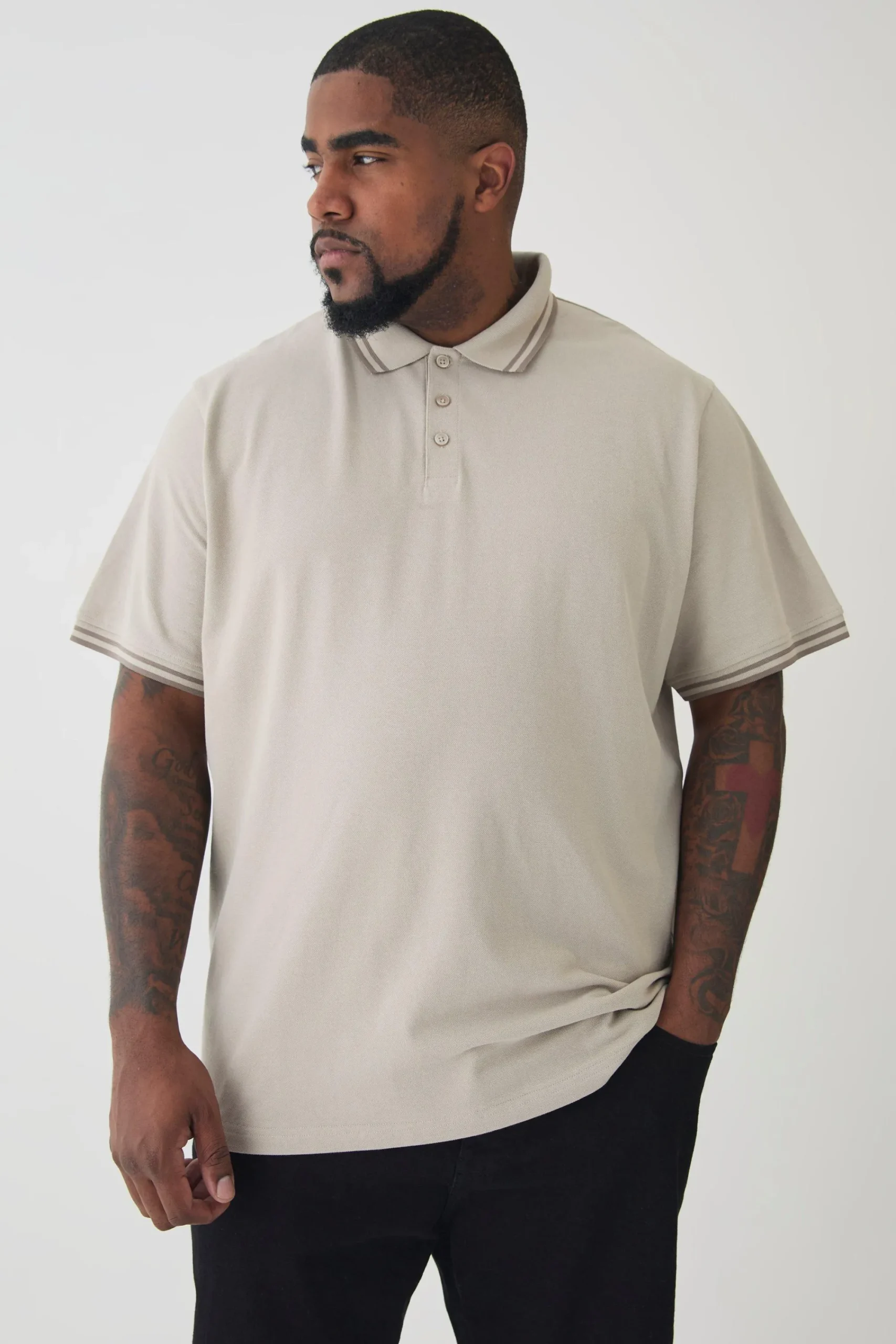 Plus Slim Tipped Pique Polo In | UK^boohooMAN Discount