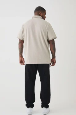 Plus Slim Tipped Pique Polo In | UK^boohooMAN Discount