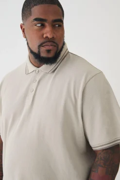 Plus Slim Tipped Pique Polo In | UK^boohooMAN Discount