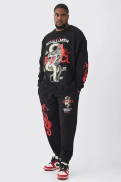 boohooMAN Plus Snake Official Sweat Tracksuit | UK| Tracksuits