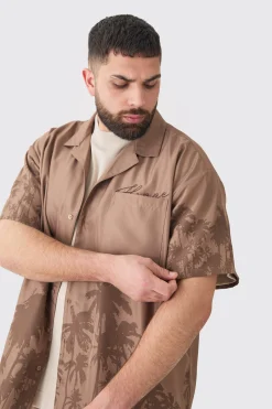 boohooMAN Plus Soft Twill Palm Hem Oversized Boxy Shirt & Short Set | UK| Sets & Co-Ords