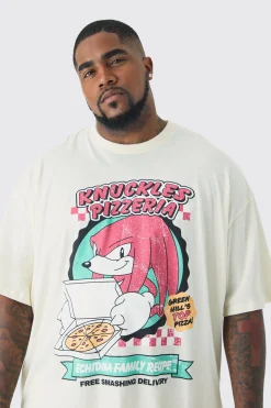 Plus Sonic Knuckles License Print T-shirt In White | UK^boohooMAN Clearance
