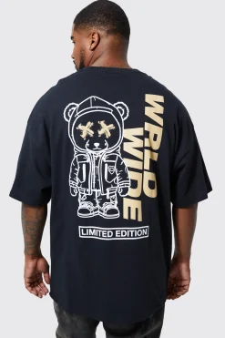 Plus Space Teddy Graphic T-shirt | UK^boohooMAN