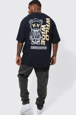 Plus Space Teddy Graphic T-shirt | UK^boohooMAN