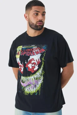 Plus Spiderman Licence Print Oversized T-shirt In | UK^boohooMAN Outlet