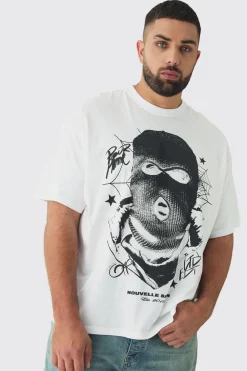Plus Spiderweb Balaclava Graphic T-Shirt | UK^boohooMAN Hot