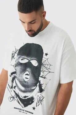 Plus Spiderweb Balaclava Graphic T-Shirt | UK^boohooMAN Hot