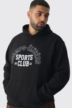 boohooMAN Plus Sports Club Varsity Oversized Hoodie | UK| Hoodies & Sweatshirts