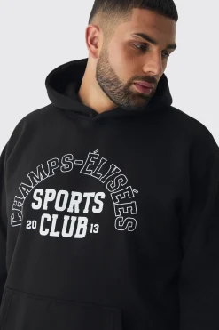 boohooMAN Plus Sports Club Varsity Oversized Hoodie | UK| Hoodies & Sweatshirts