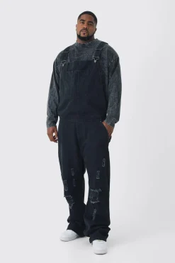 boohooMAN Plus Straight Leg Distressed Dungaree | UK| Trousers|Jeans
