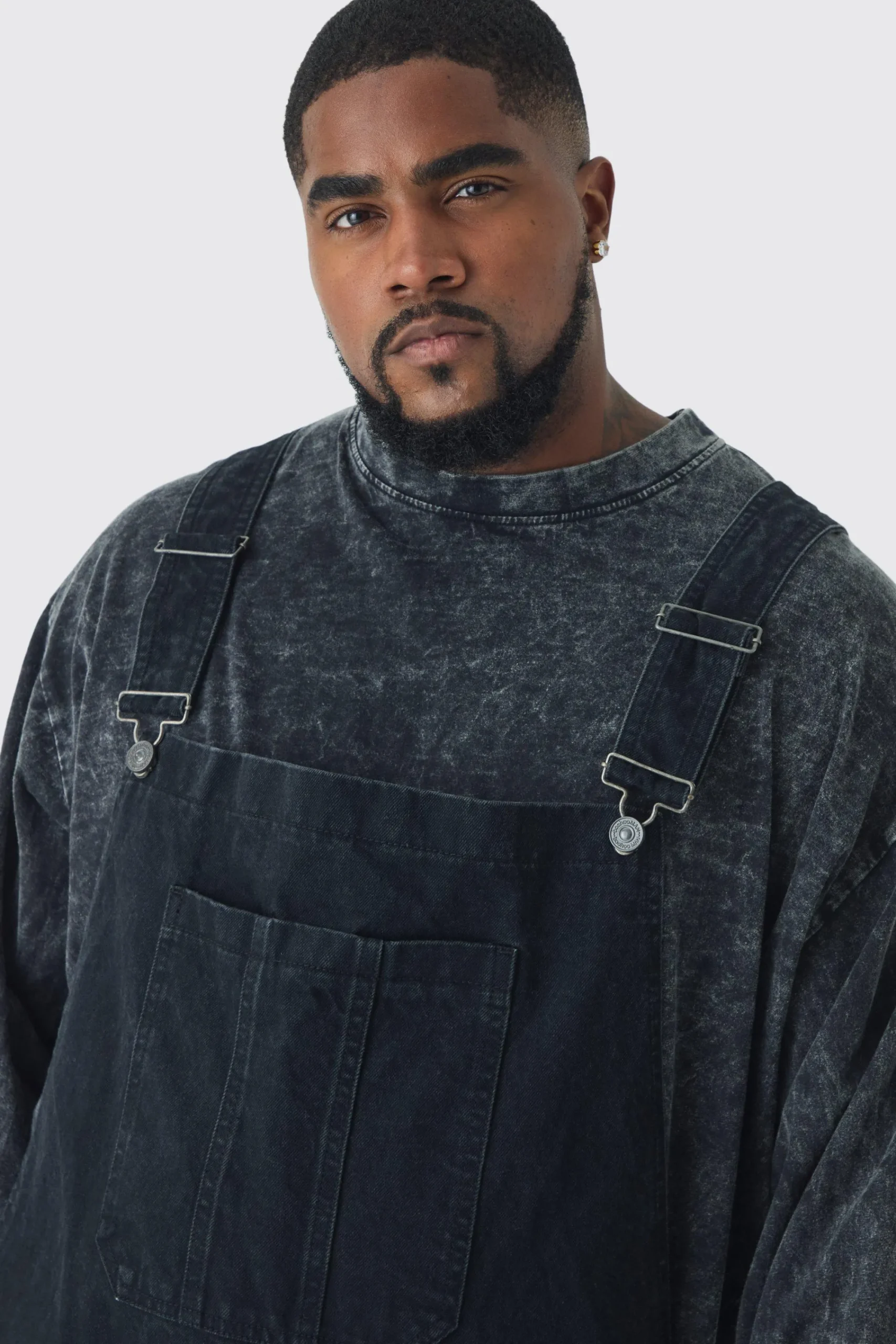 boohooMAN Plus Straight Leg Distressed Dungaree | UK| Trousers|Jeans