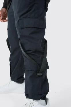 boohooMAN Plus Strap Detail Cuffed Cargo Trousers | UK| Trousers|Cargos