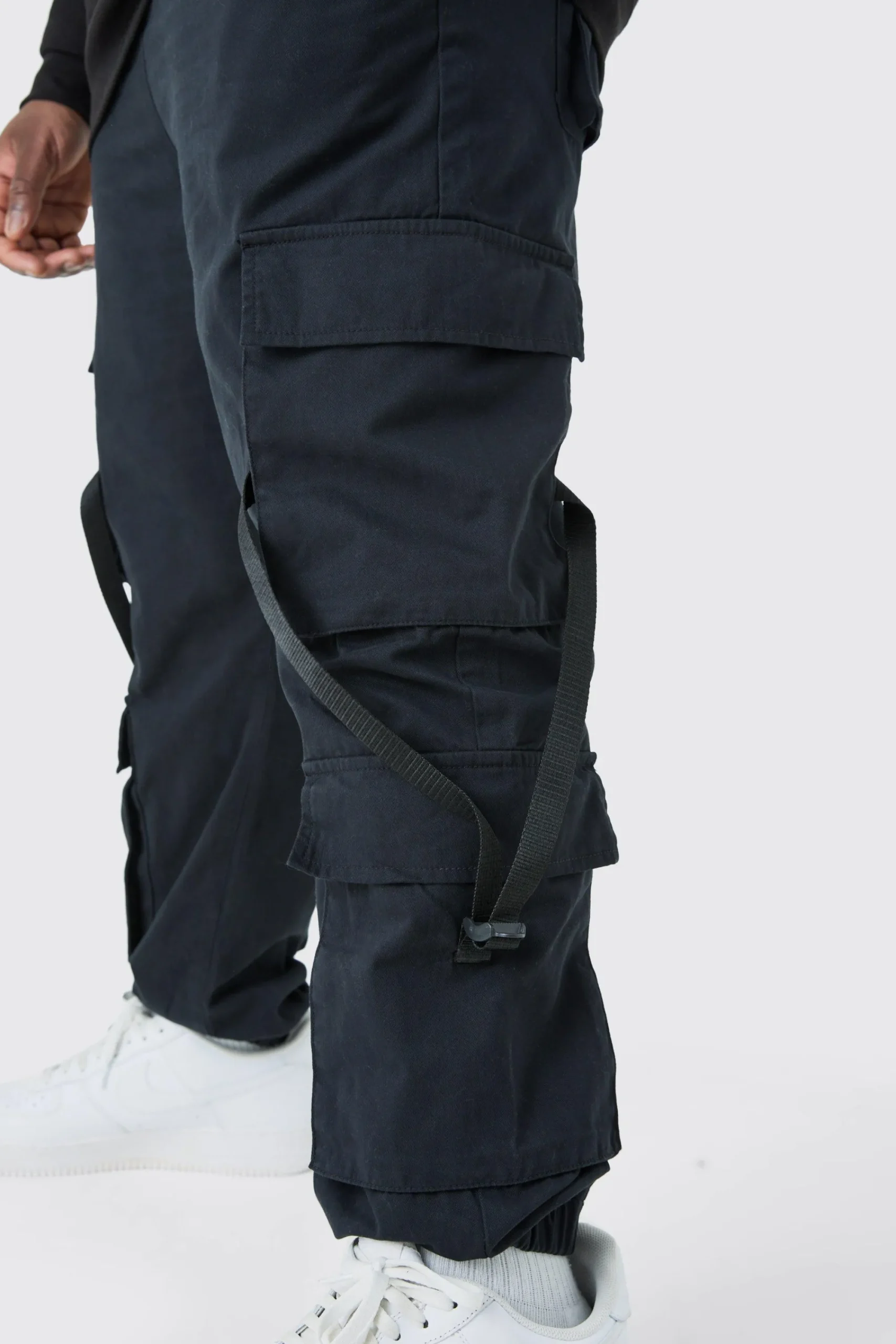 boohooMAN Plus Strap Detail Cuffed Cargo Trousers | UK| Trousers|Cargos