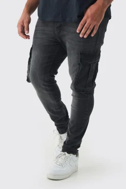 boohooMAN Plus Stretch Skinny Fit Cargo Jean | UK| Trousers|Jeans