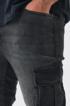 boohooMAN Plus Stretch Skinny Fit Cargo Jean | UK| Trousers|Jeans