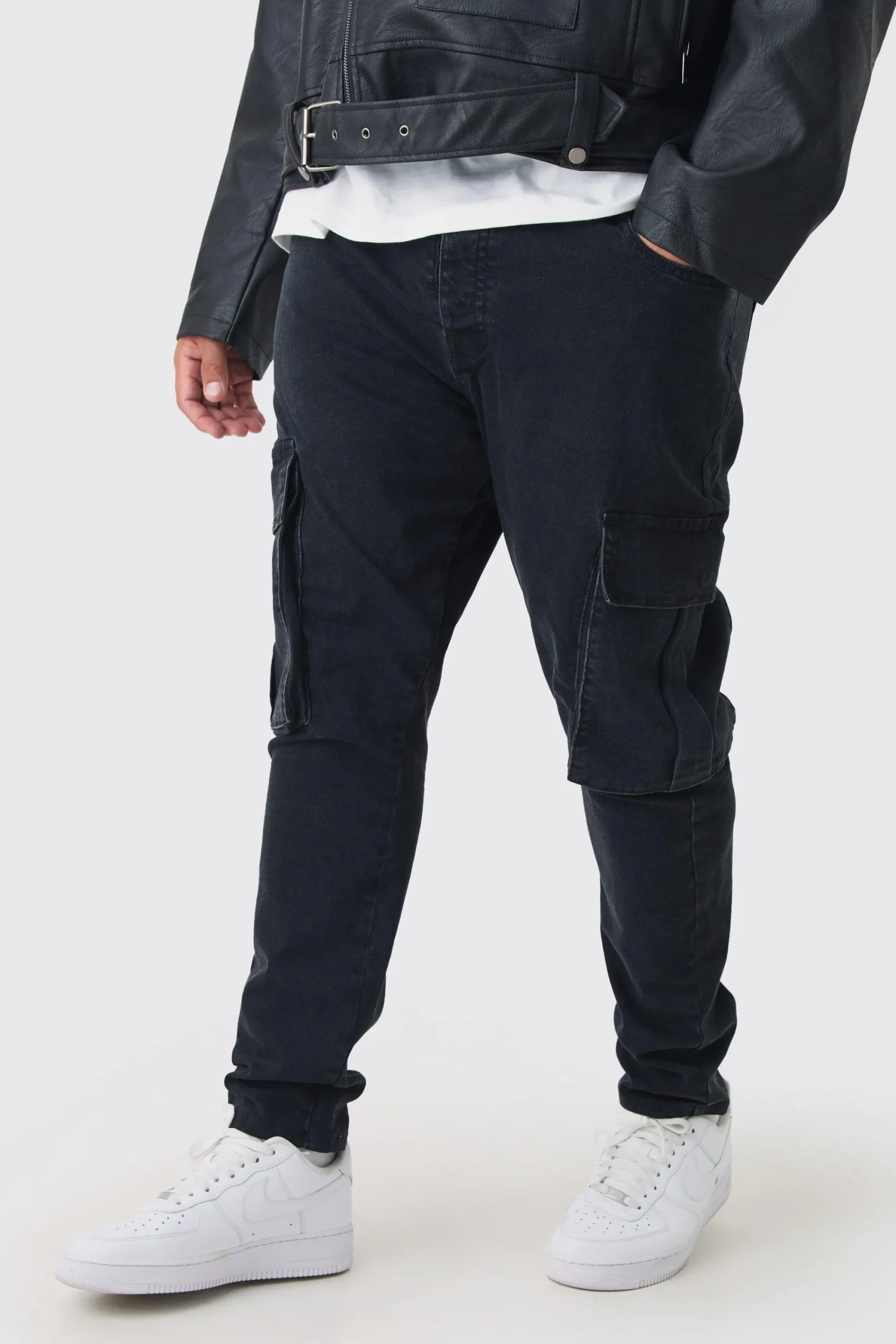 boohooMAN Plus Stretch Skinny Fit Cargo Jean | UK| Trousers|Jeans