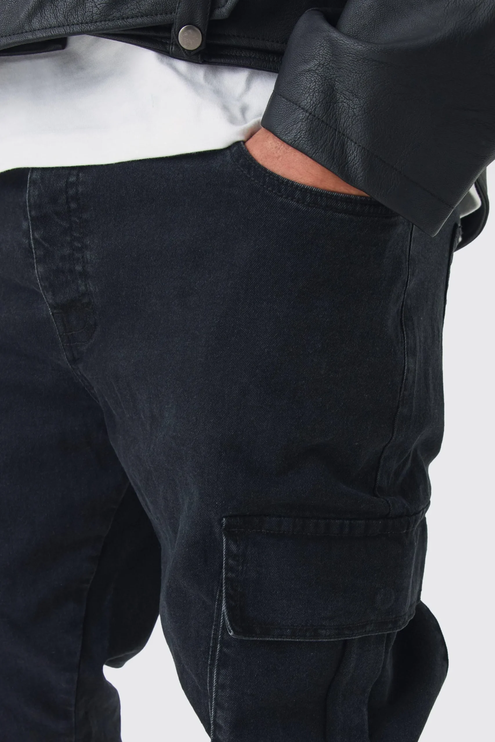 boohooMAN Plus Stretch Skinny Fit Cargo Jean | UK| Trousers|Jeans