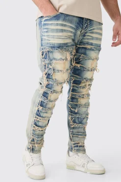 boohooMAN Plus Stretch Skinny Rip And Repair Jean | UK| Trousers|Jeans