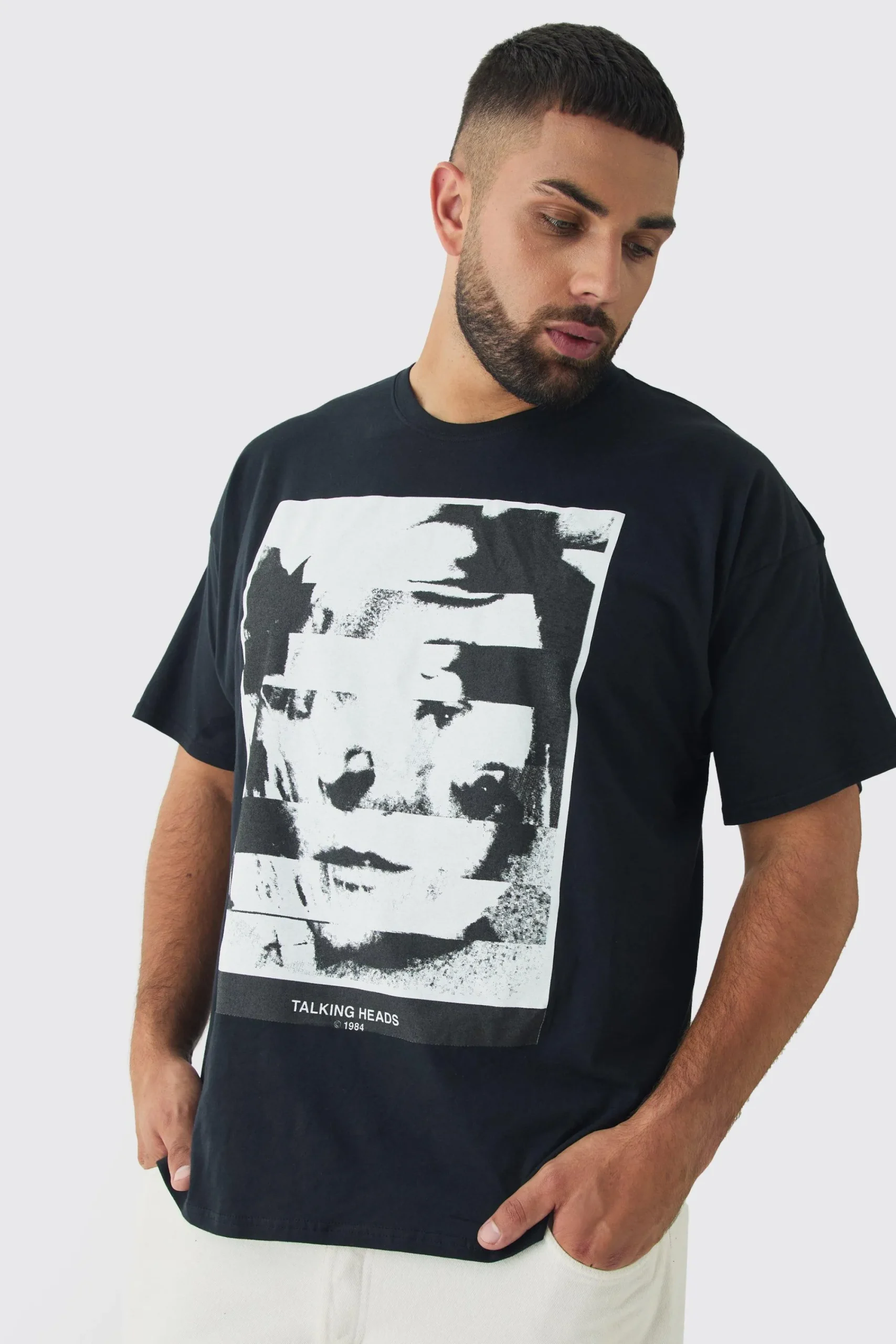 Plus Talking Heads License Print T-shirt | UK^boohooMAN New