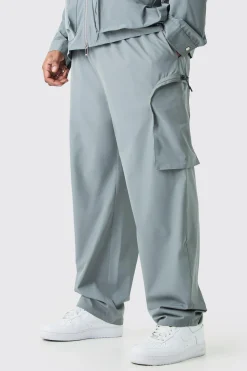 boohooMAN Plus Technical Stretch Elasticated Waist Zip Cargo Trouser | UK| Trousers|Cargos