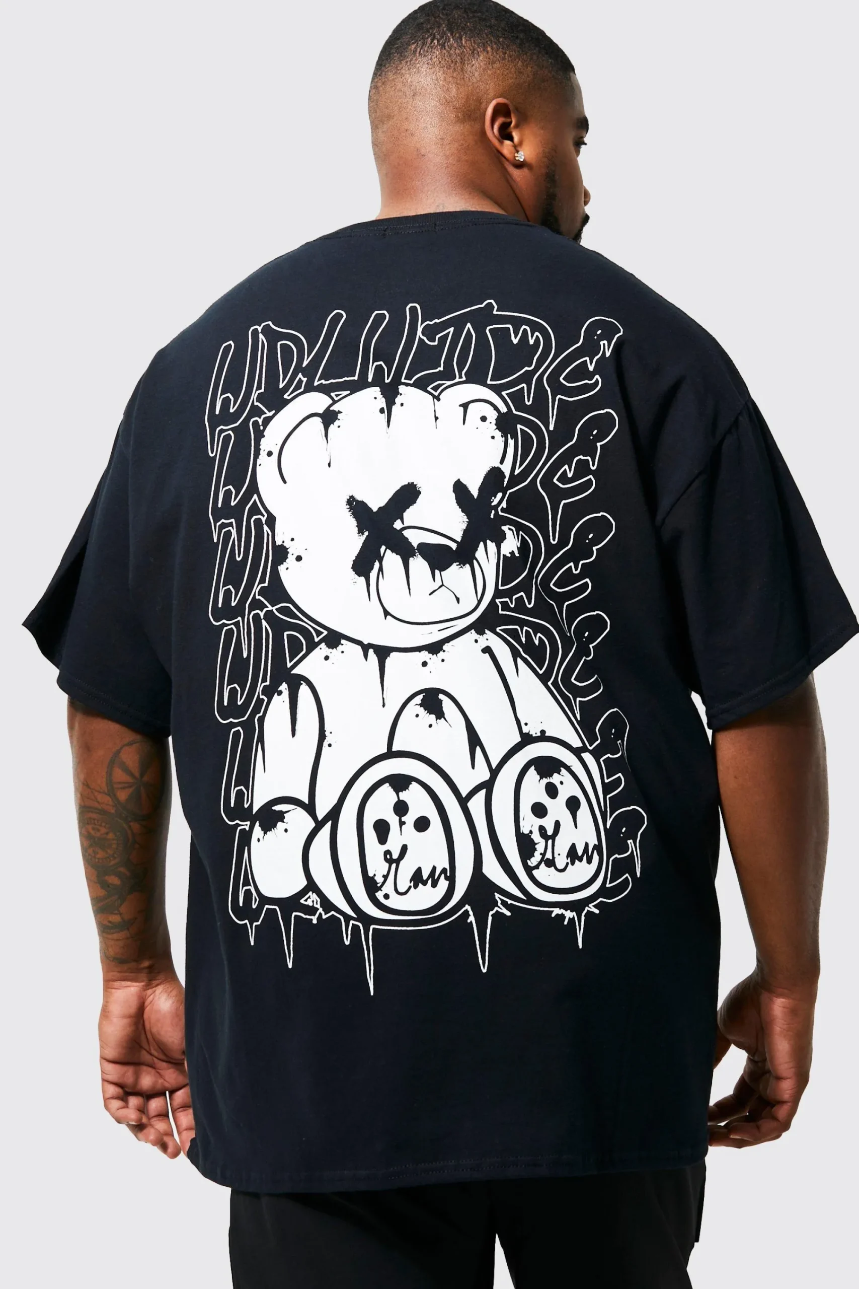 Plus Teddy Back Print T-shirt | UK^boohooMAN Best