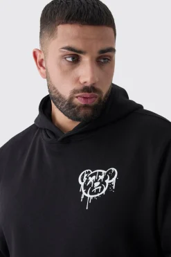 boohooMAN Plus Teddy Puff Print Hoodie | UK| Hoodies & Sweatshirts