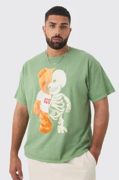 Plus Teddy Skeleton Graphic T-shirt | UK^boohooMAN